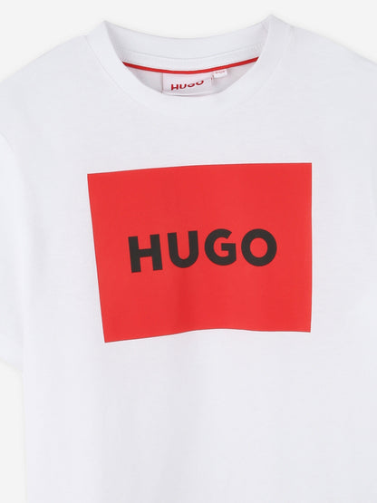 Hugo Boys 白色徽标印花 T 恤