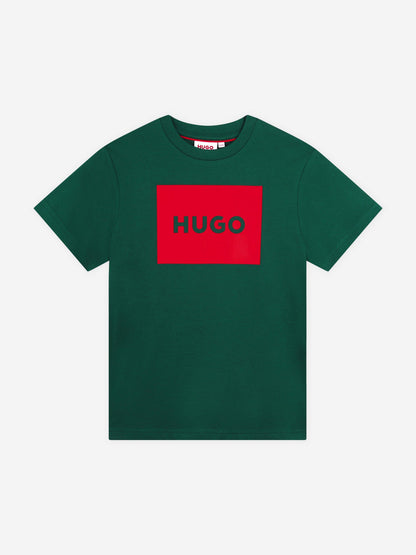 Hugo Boys 绿色徽标印花 T 恤