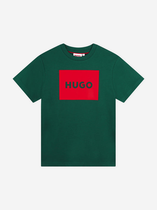 Hugo Boys 绿色徽标印花 T 恤