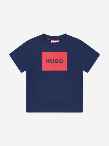 Hugo Boys 蓝色徽标印花 T 恤