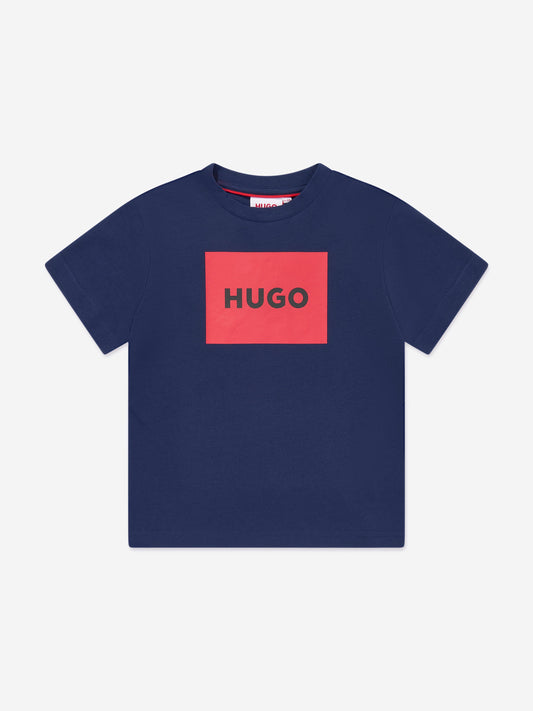 Hugo Boys 蓝色徽标印花 T 恤