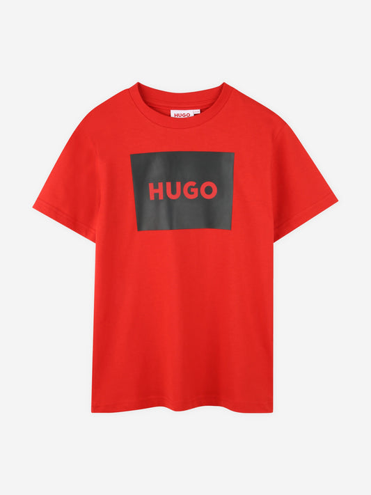 Hugo Boys 红色徽标印花 T 恤
