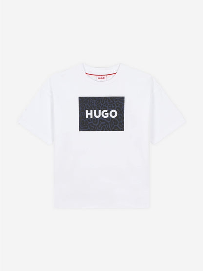 Hugo Boys 白色徽标印花 T 恤