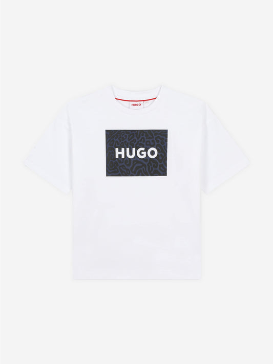 Hugo Boys 白色徽标印花 T 恤