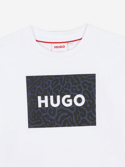 Hugo Boys 白色徽标印花 T 恤