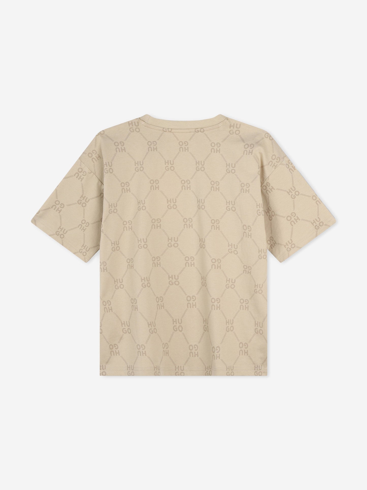Hugo Boys Monogram Logo T-Shirt in Beige
