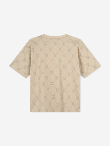 Hugo Boys Monogram Logo T-Shirt in Beige
