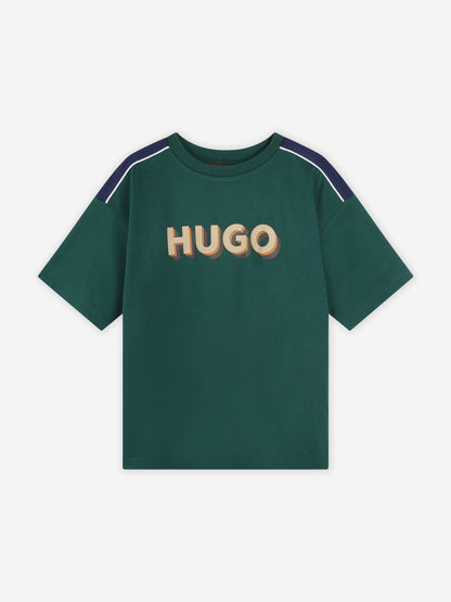 Hugo Boys 绿色徽标印花 T 恤