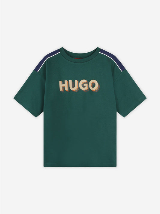 Hugo Boys 绿色徽标印花 T 恤