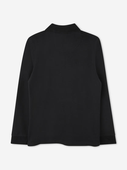 Hugo Boys Long Sleeve Polo Shirt in Black