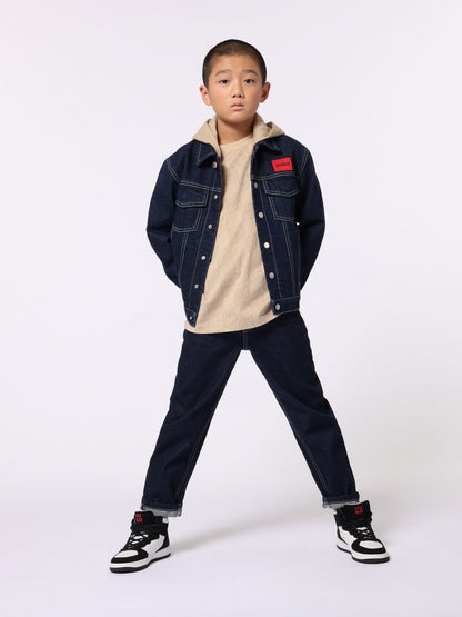 Hugo Boys Hooded Denim Jacket in Blue