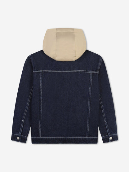 Hugo Boys Hooded Denim Jacket in Blue