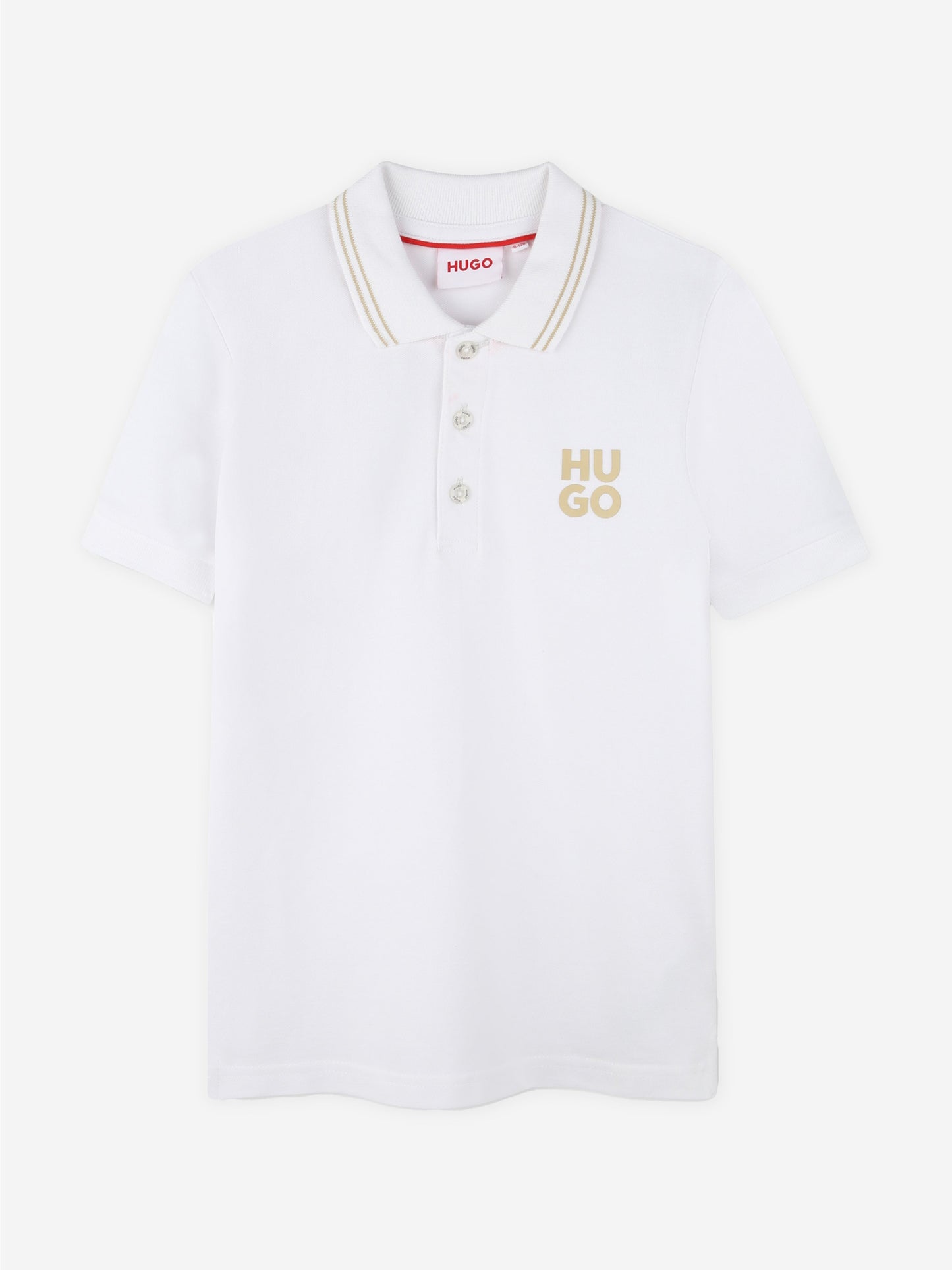 Hugo Boys 白色徽标印花 Polo 衫