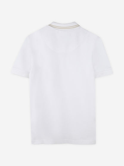 Hugo Boys 白色徽标印花 Polo 衫