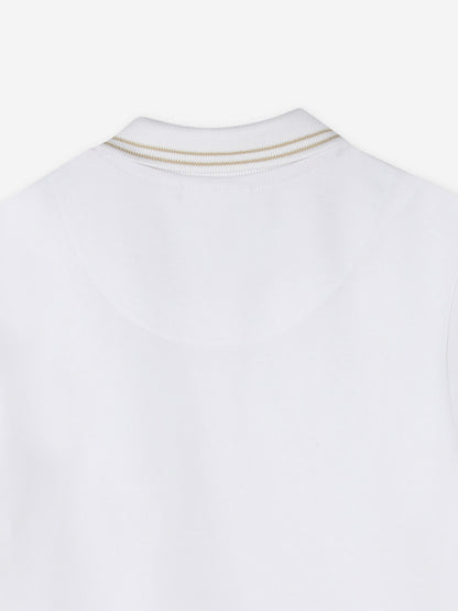 Hugo Boys 白色徽标印花 Polo 衫