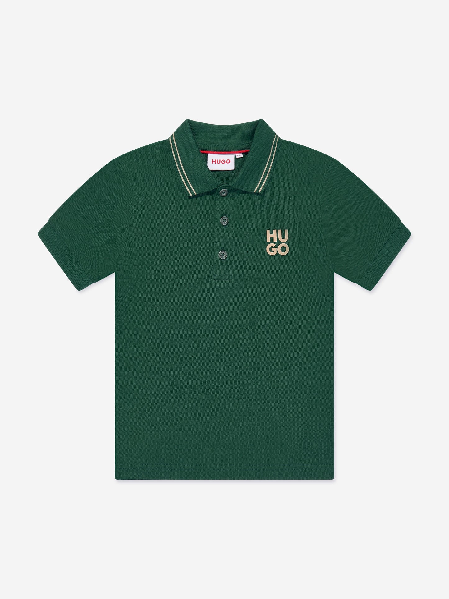Hugo Boys 绿色徽标印花 Polo 衫