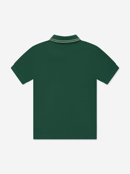 Hugo Boys 绿色徽标印花 Polo 衫