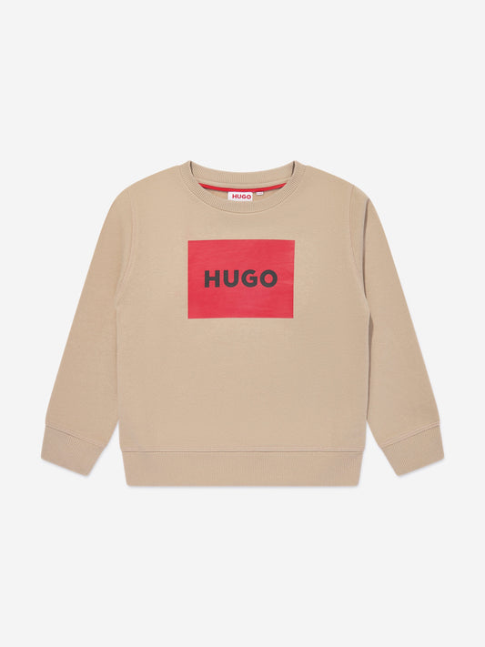 Hugo Boys 米色徽标印花运动衫