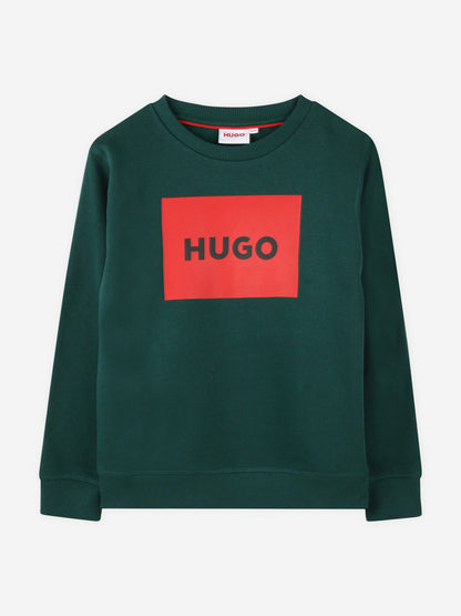 Hugo Boys 绿色徽标印花运动衫