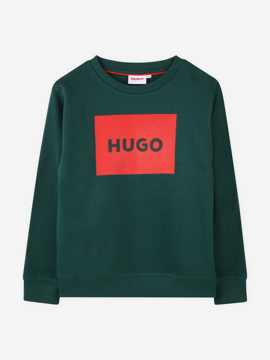 Hugo Boys 绿色徽标印花运动衫
