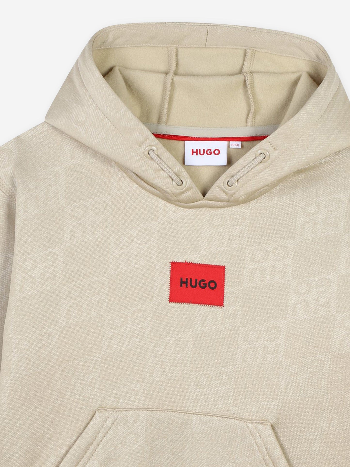Hugo Boys 米色徽标连帽衫