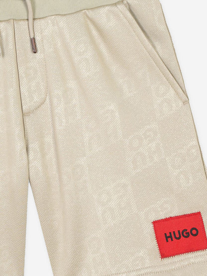 Hugo Boys 米色徽标短裤