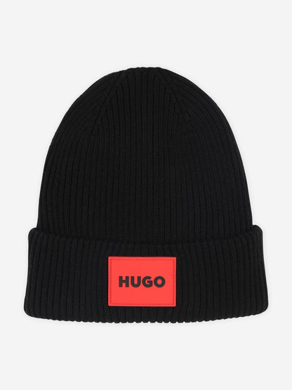 Hugo Kids 黑色针织无檐便帽