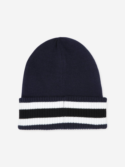 Hugo Boys Logo Beanie Hat in Blue