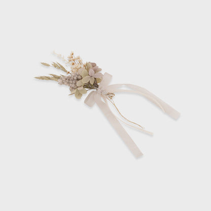 女童奶油白永生花发夹