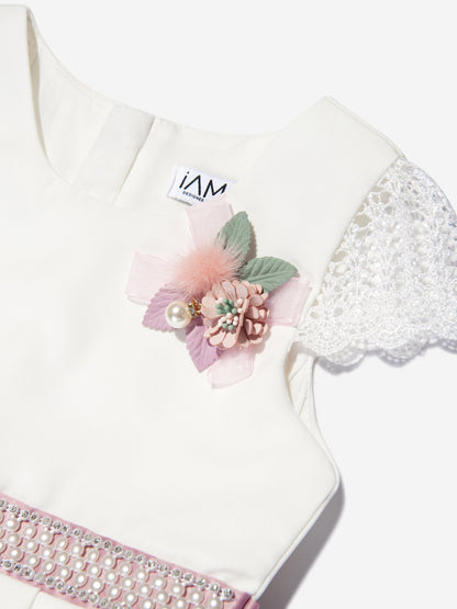iAMe 女童白色花卉印花 A 字形连衣裙