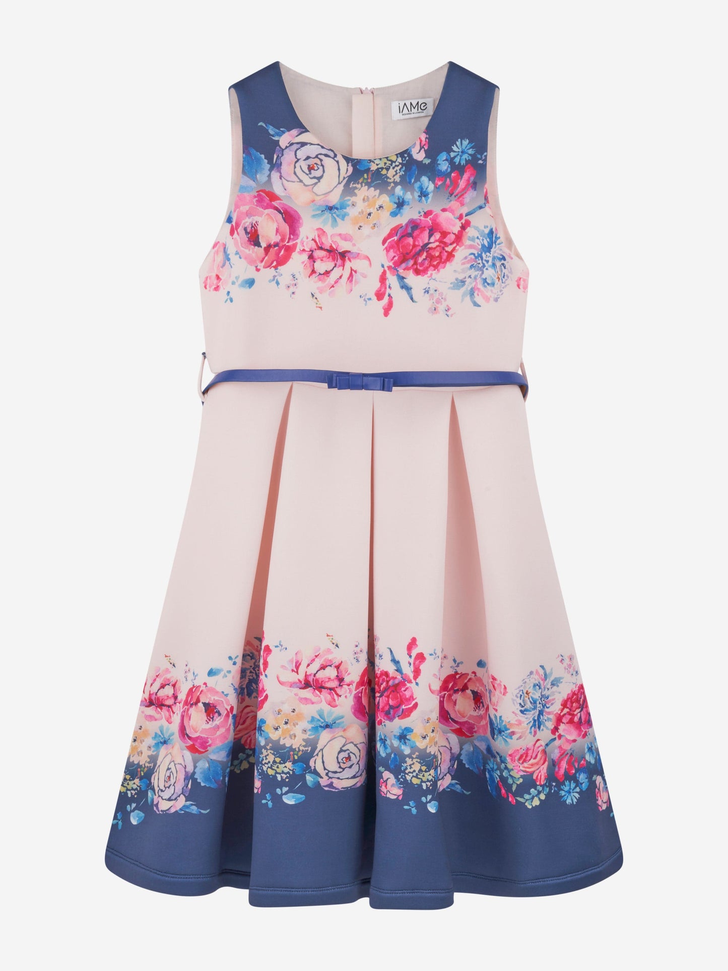 iAMe 女童粉色花朵印花连衣裙
