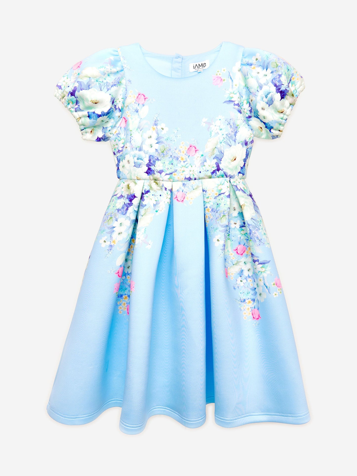 iAMe 女童蓝色花朵印花连衣裙