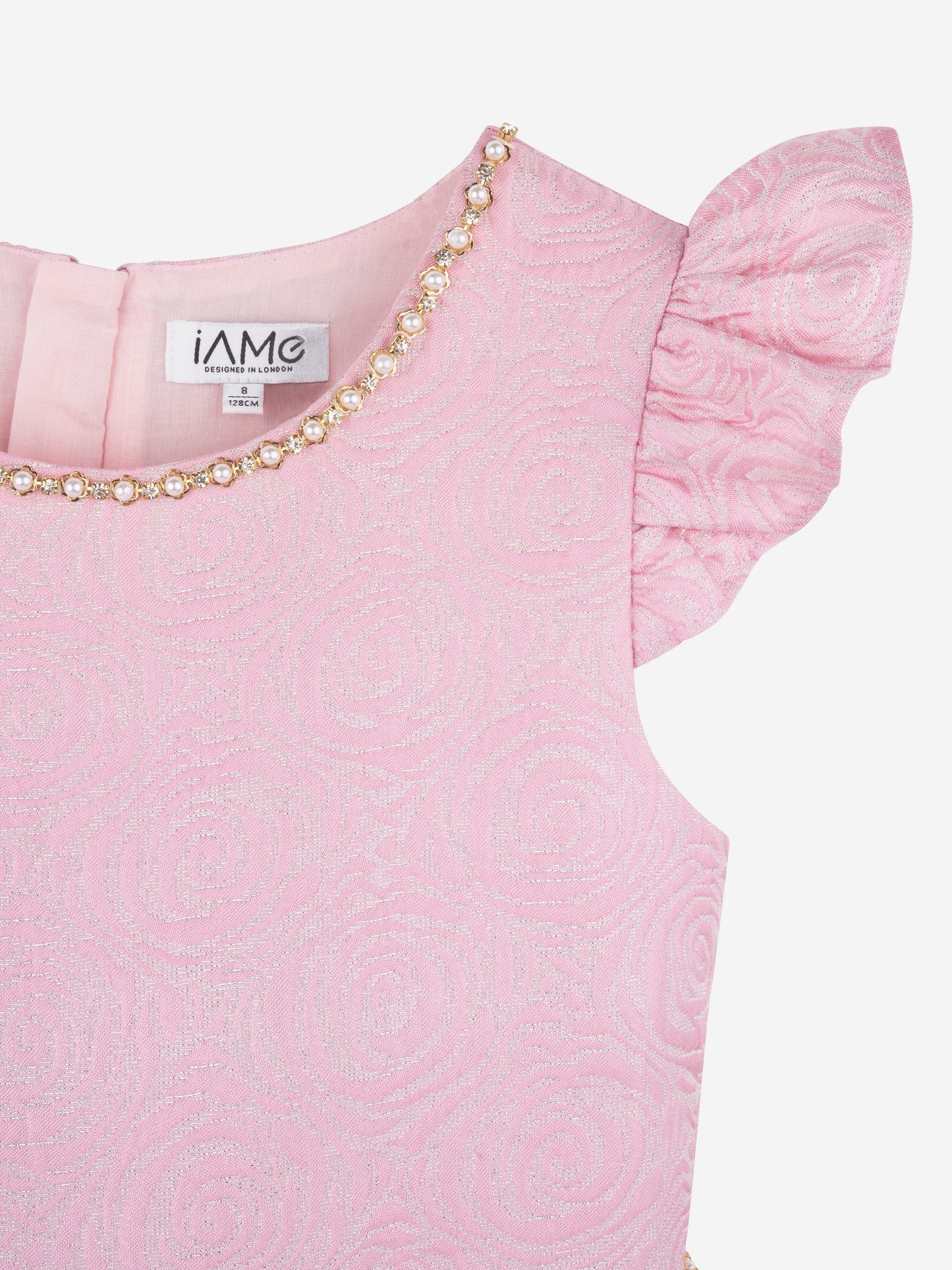 iAMe 女童粉色全印花连衣裙