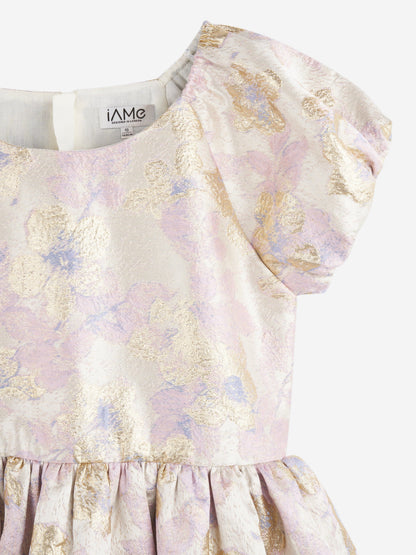 iAMe 女童米色全印花连衣裙