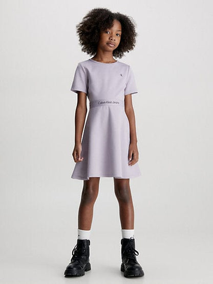 Calvin Klein Girls Punto Tape Dress in Lilac