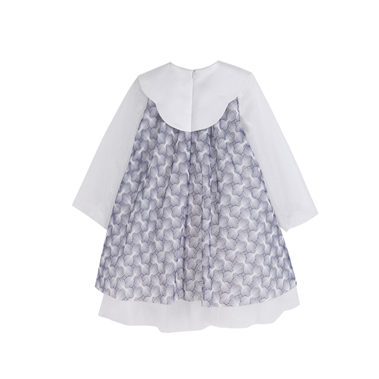 女童绀青色瓷纹礼服裙