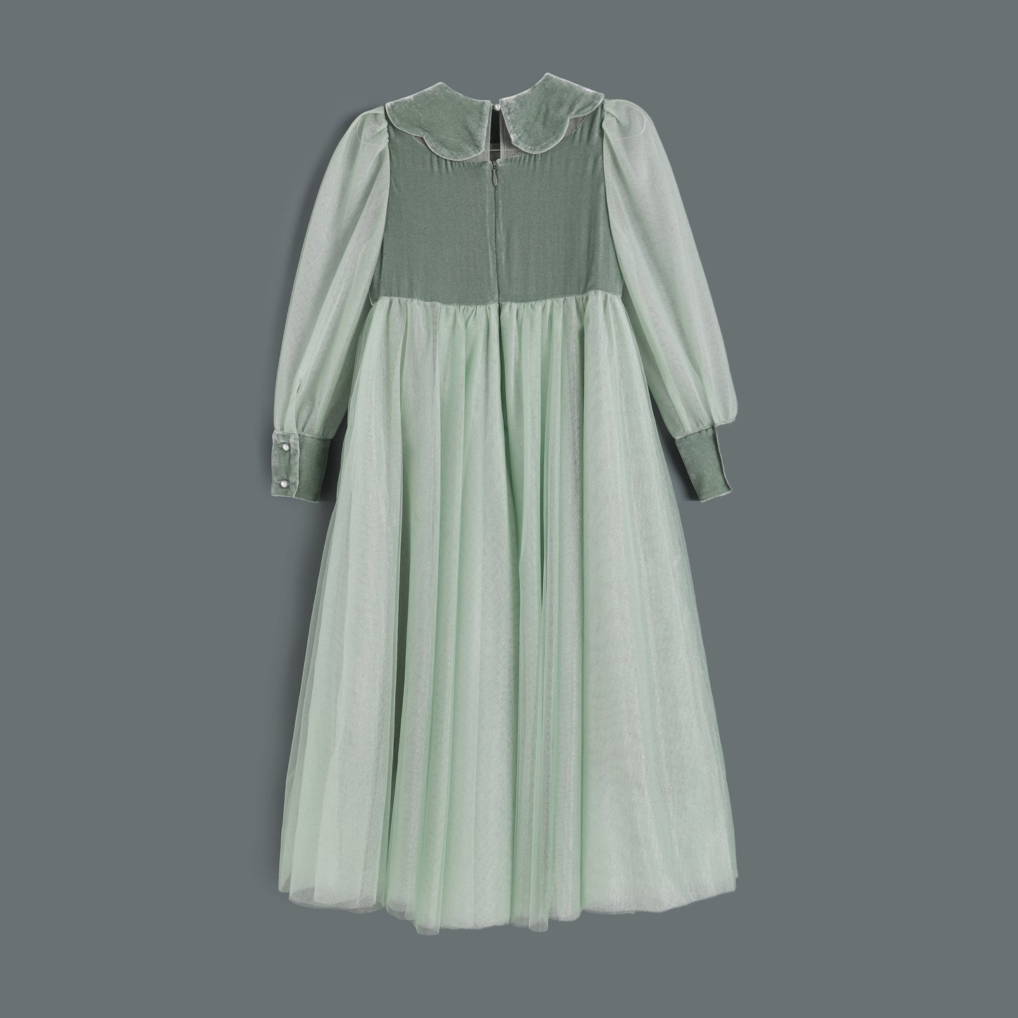 女童天青色礼服长裙