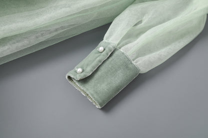 女童天青色礼服长裙