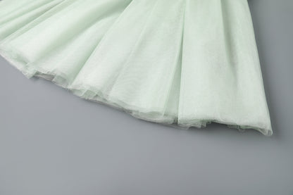 女童天青色礼服长裙