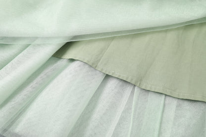 女童天青色礼服长裙