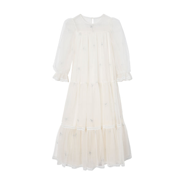 女童月光白礼服纱裙