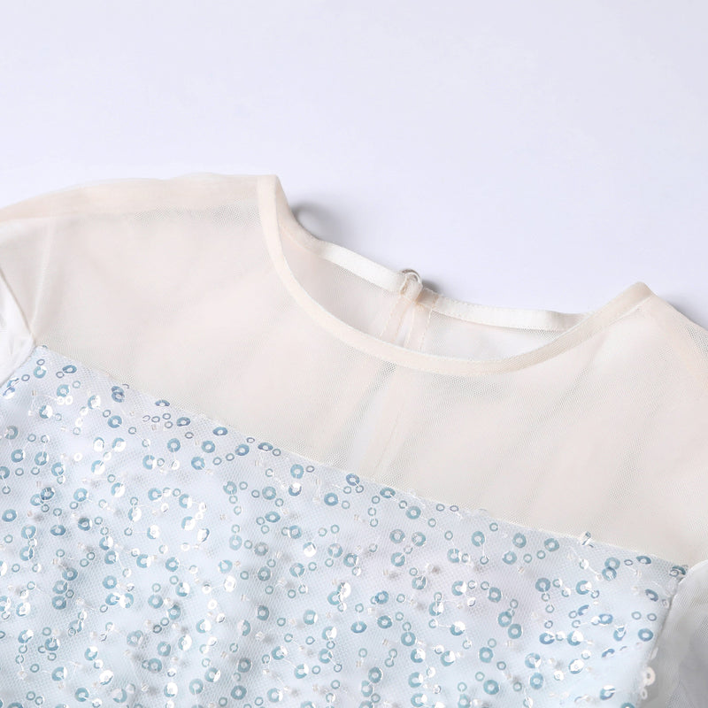 女童白色冰雪公主高定礼服裙