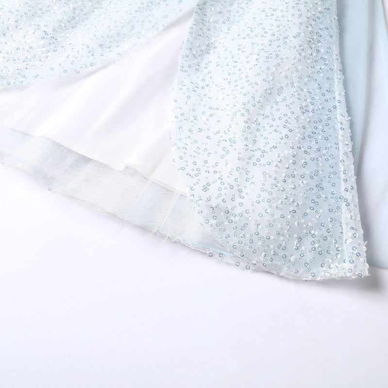 女童白色冰雪公主高定礼服裙