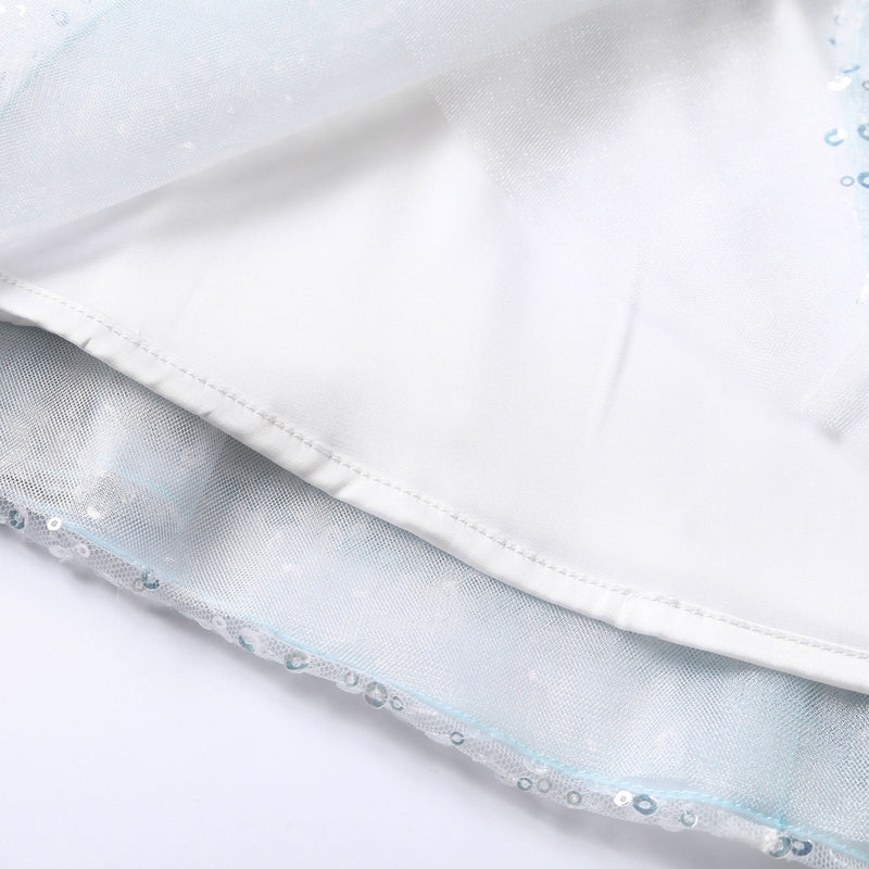 女童白色冰雪公主高定礼服裙