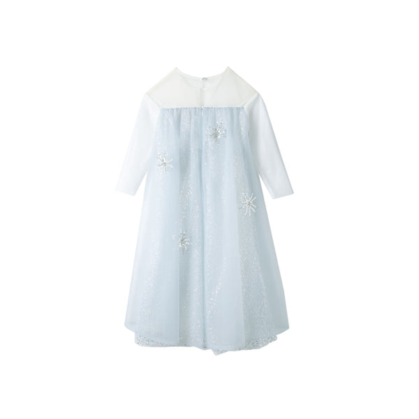 女童白色冰雪公主高定礼服裙
