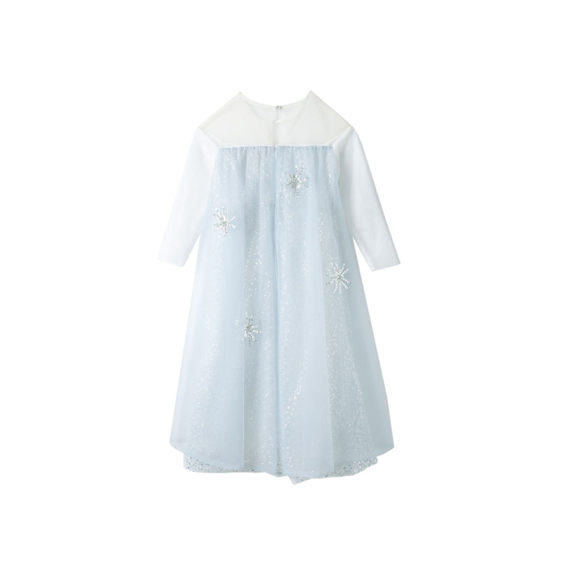 女童白色冰雪公主高定礼服裙