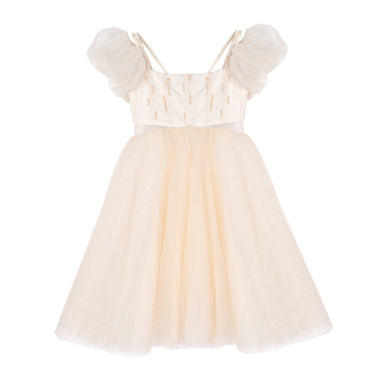 女童香槟露肩芭蕾裙