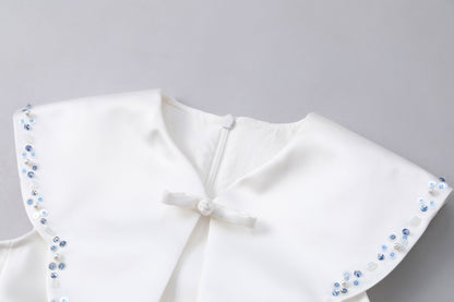 女童白色青花礼服裙