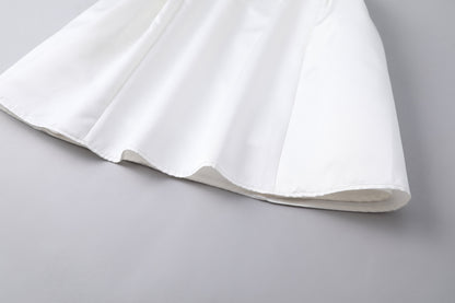 女童白色青花礼服裙