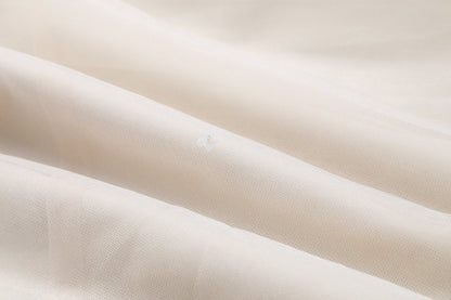 女童编织领香槟色纱裙